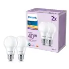 Voordeelpak 2x Philips Lamp LED E27 Peer Mat 5W 470lm - 827 Zeer Warm Wit