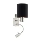 Eglo Wandlamp Pasteri Staal Satijn Nikkel 40 | IP20 - Incl. Spot en Excl. 1x E27
